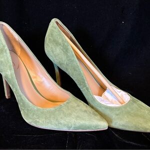Sam Edelman Olive Green Suede Pointed-Toe Pumps